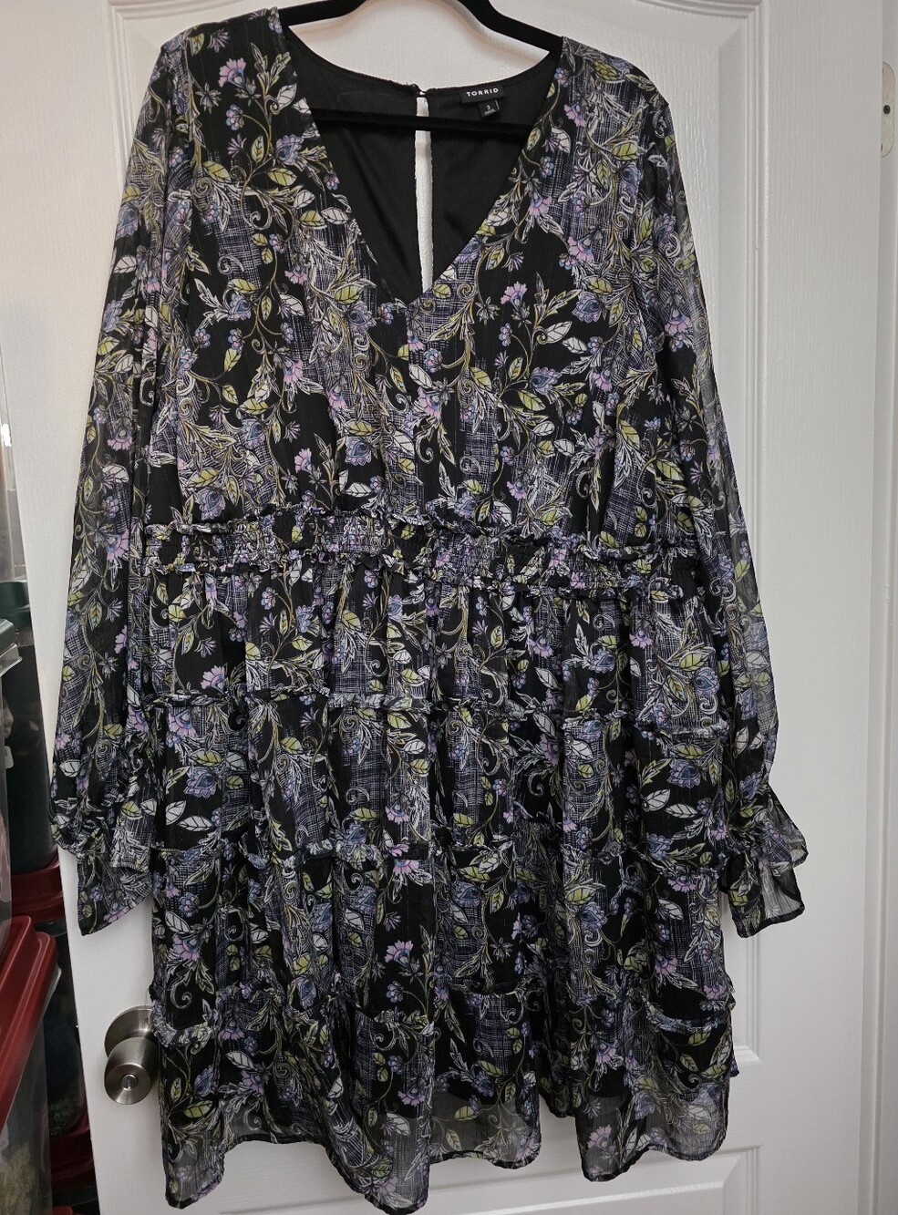 EUC Mini Lurex Chiffon Tiered Dress - Picture 6 of 10